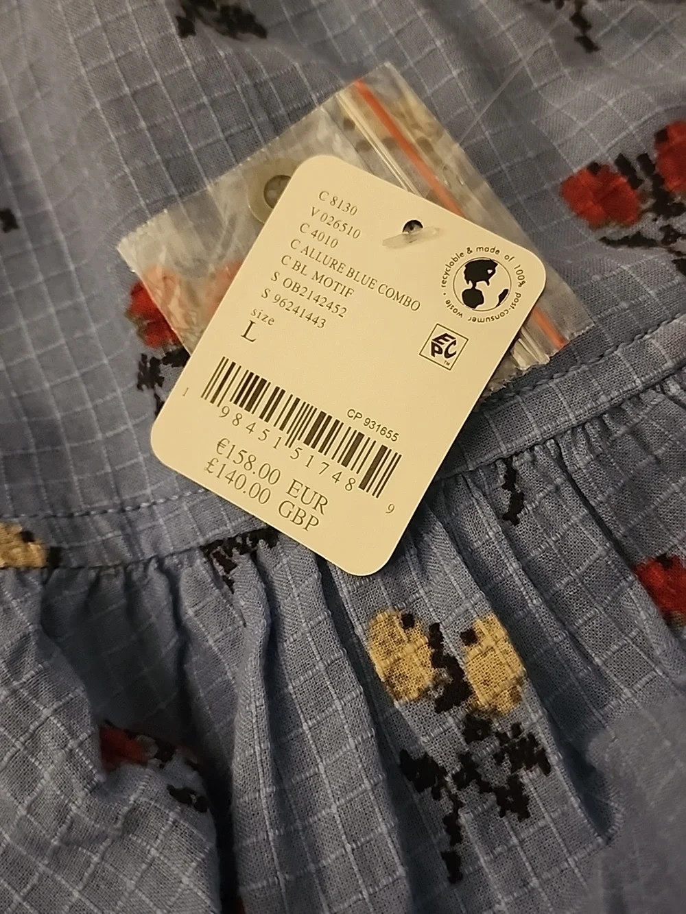 🧢 BE FESTIVAL READY - NWT - Free People Blue Floral Mini Dress with Pink Trim - Picture 6 of 14